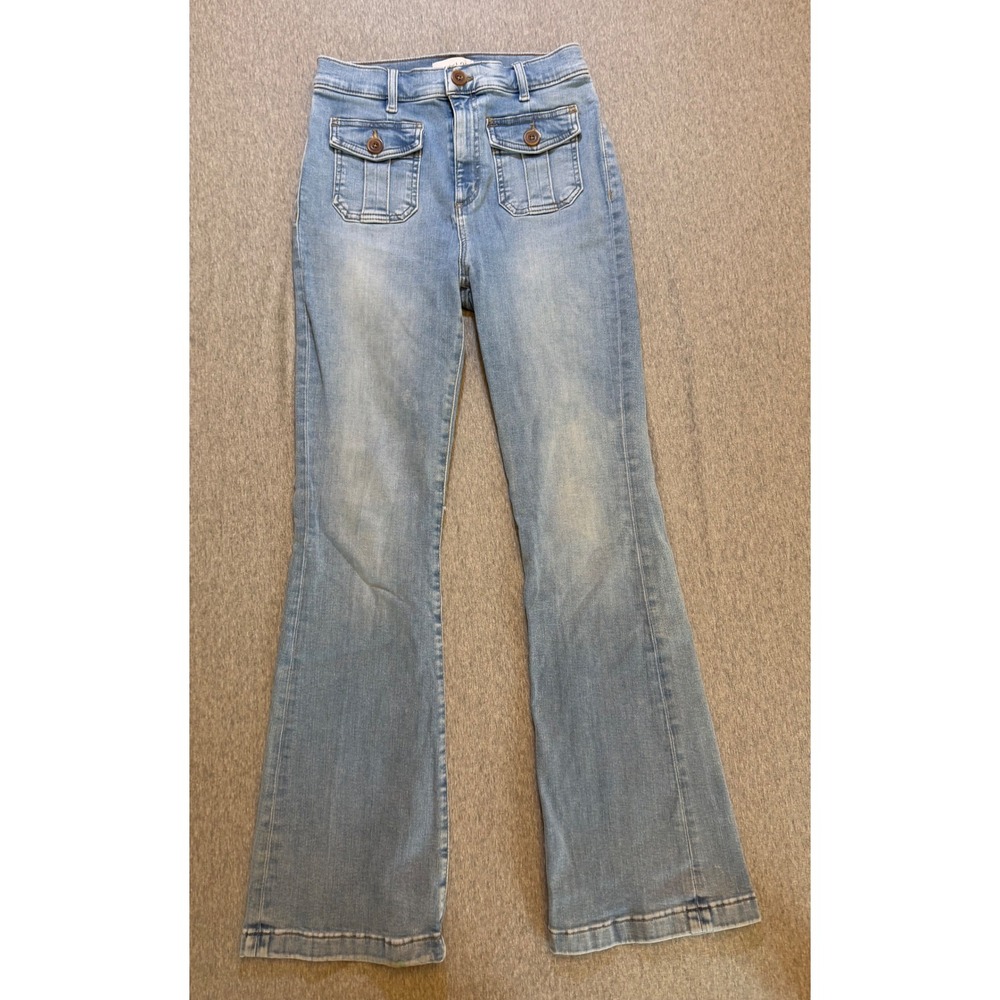 LOFT Slim Flare Light Wash High Rise Jeans Button Front Pockets 4 27 S/761103